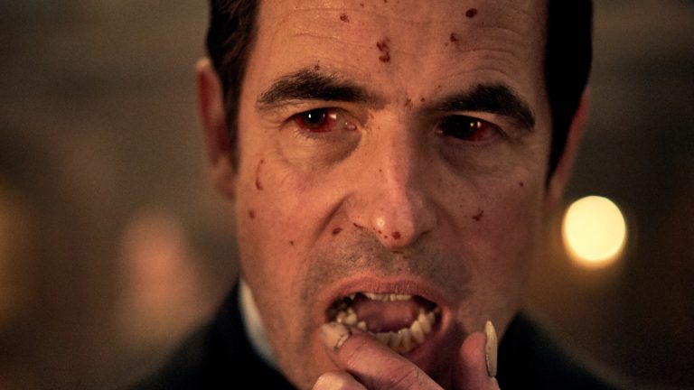 Image of Dracula with face covered in bloody