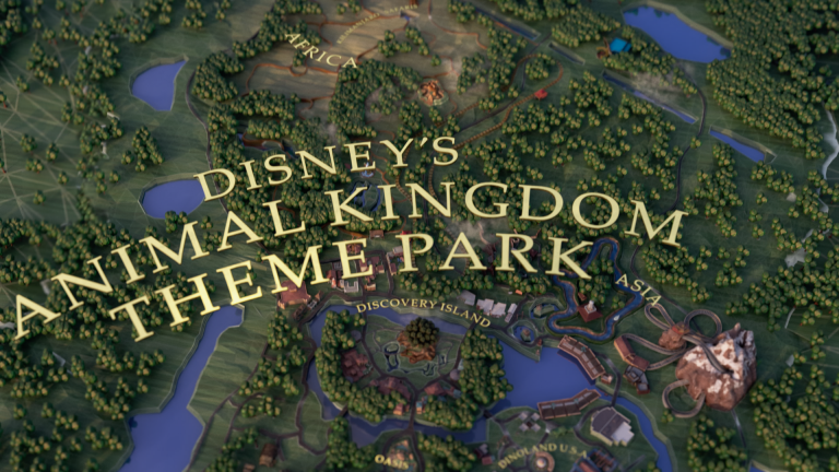 A 3D map showing an aerial view of EPCOT at Walt Disney World Resort, Florida